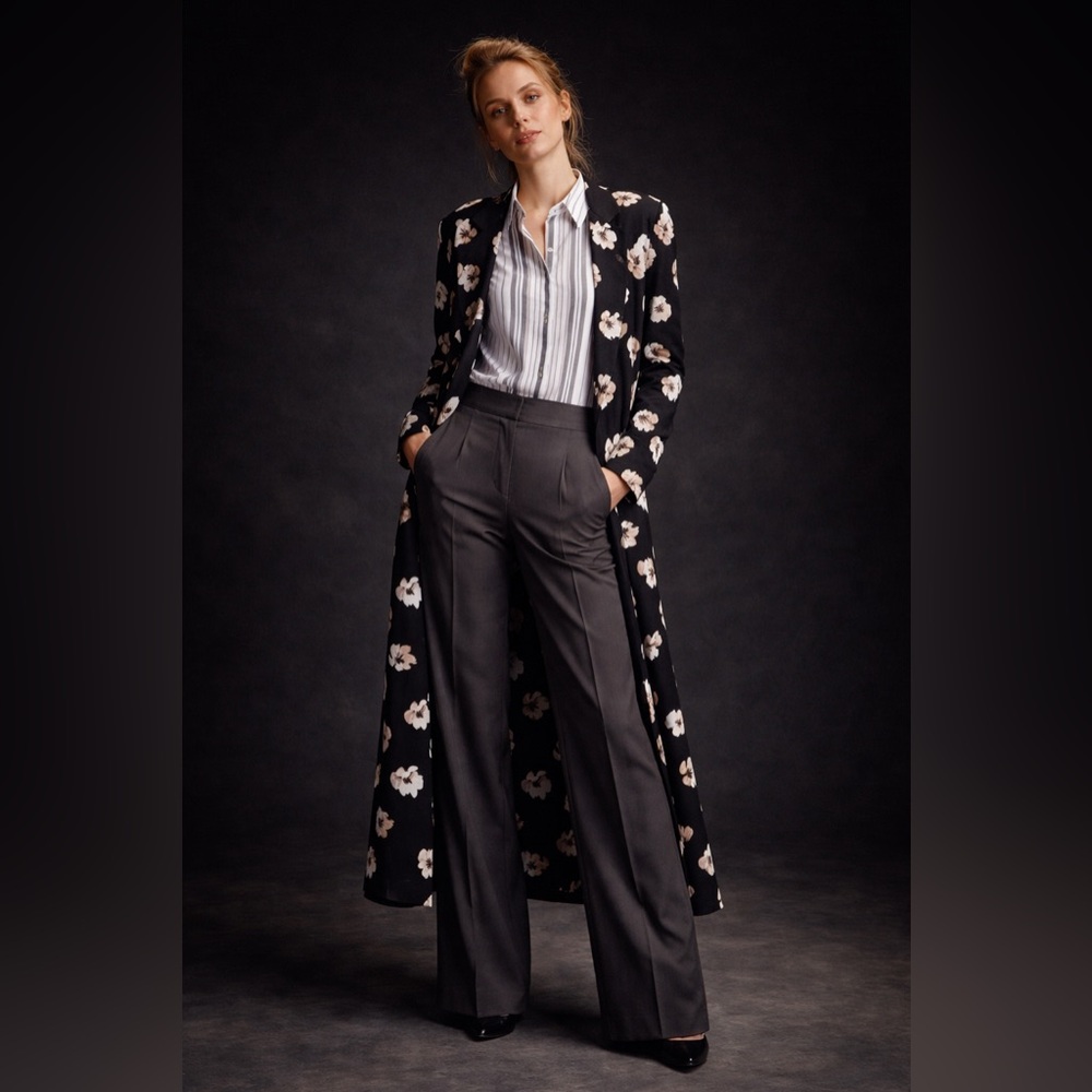 💖SEQUINS+SUMMER PRIVATE SALE Floral Black Women's jacket Satin Coat. RARE